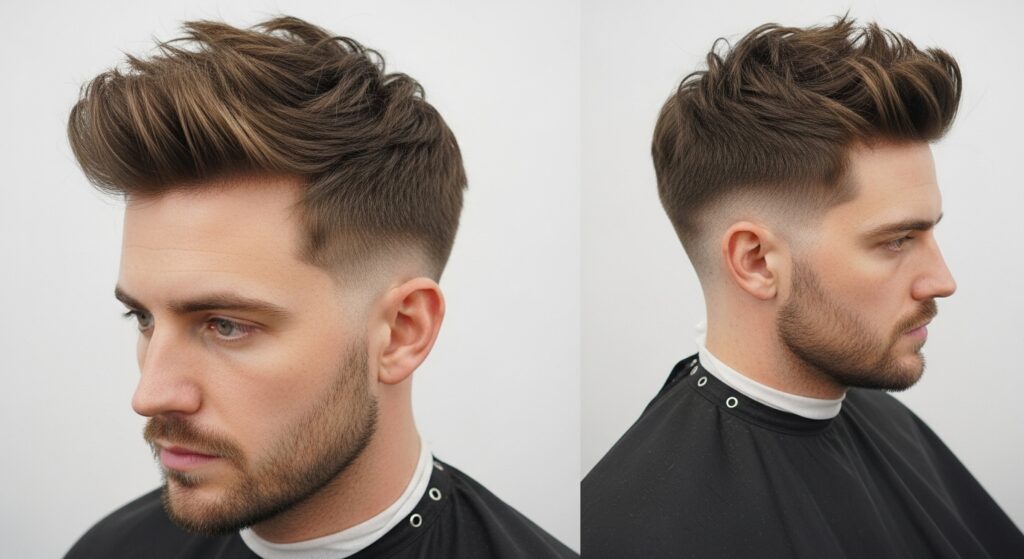 Messy but styled professional men’s haircut