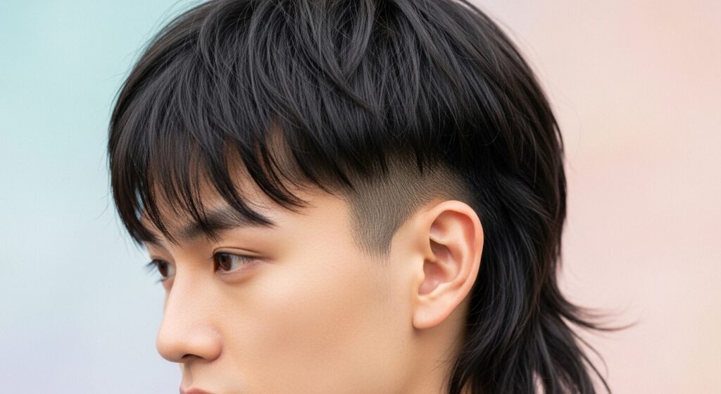 Korean hairstyle with modern mullet fade
