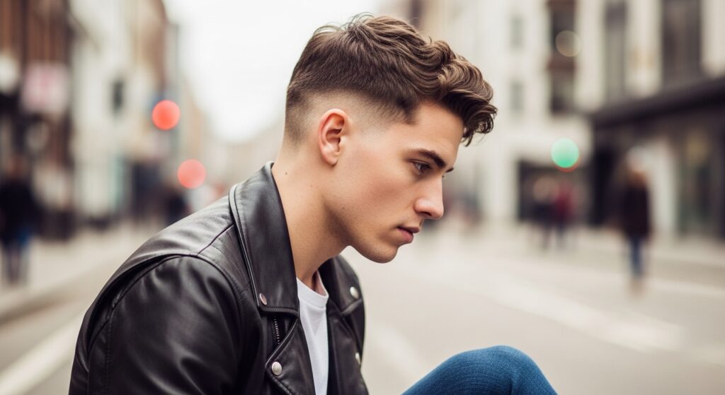 Faded haircut for men from side view