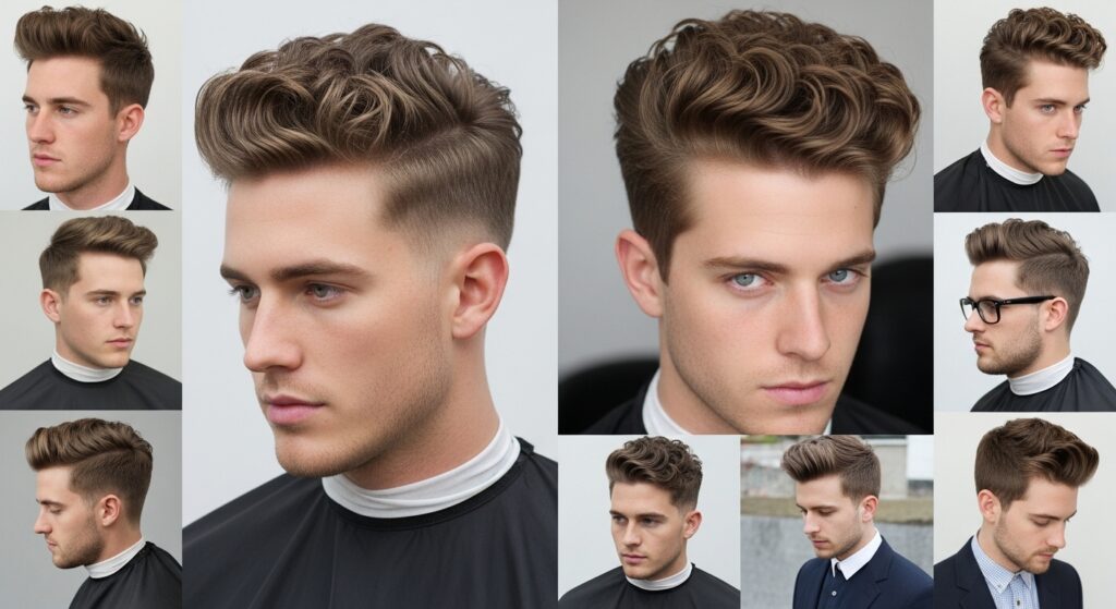 Temple fade, low burst fade, and taper fade curly styles compared