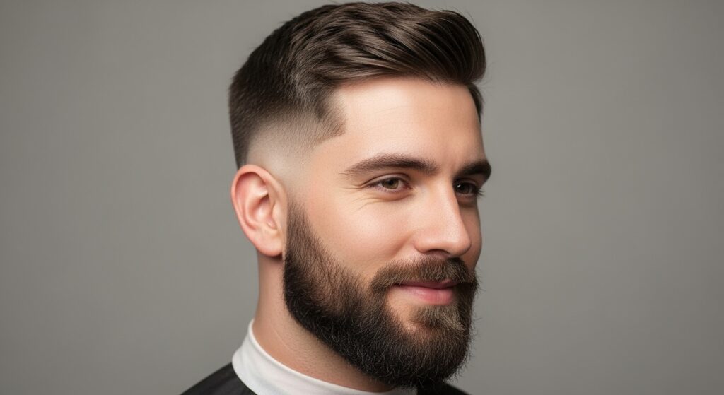 Man with a beard taper that complements his taper fade haircut