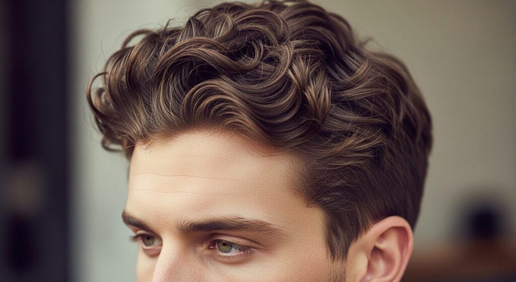 Textured medium haircut with soft messy curls