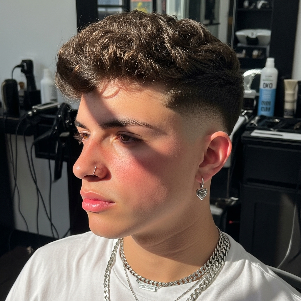 A barber's working area, just a few cuts and one haircut only, with the help of a steel comb