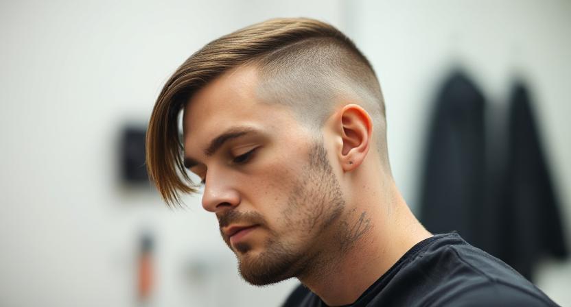  A rough top with washed low taper for straight hair.