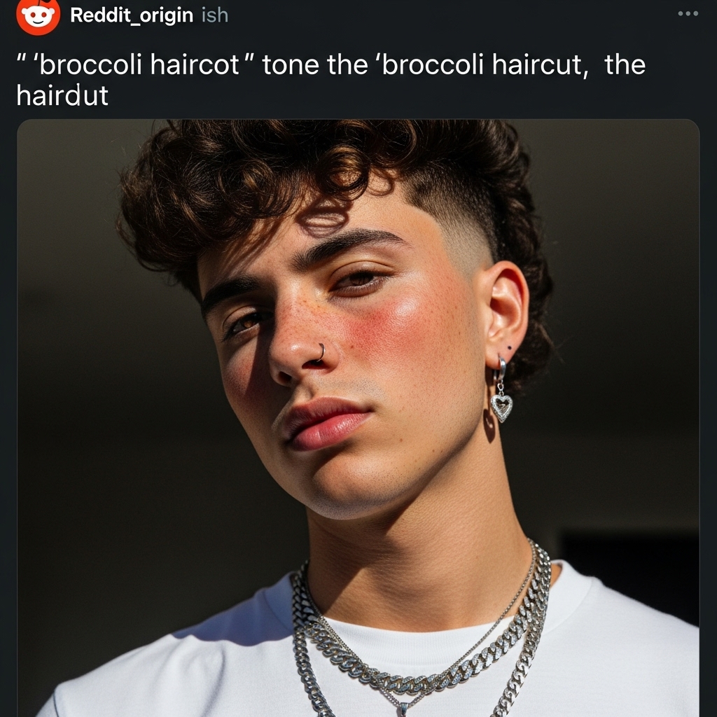 Reddit post explaining from where and by whom the haircut made of broccoli trend originated