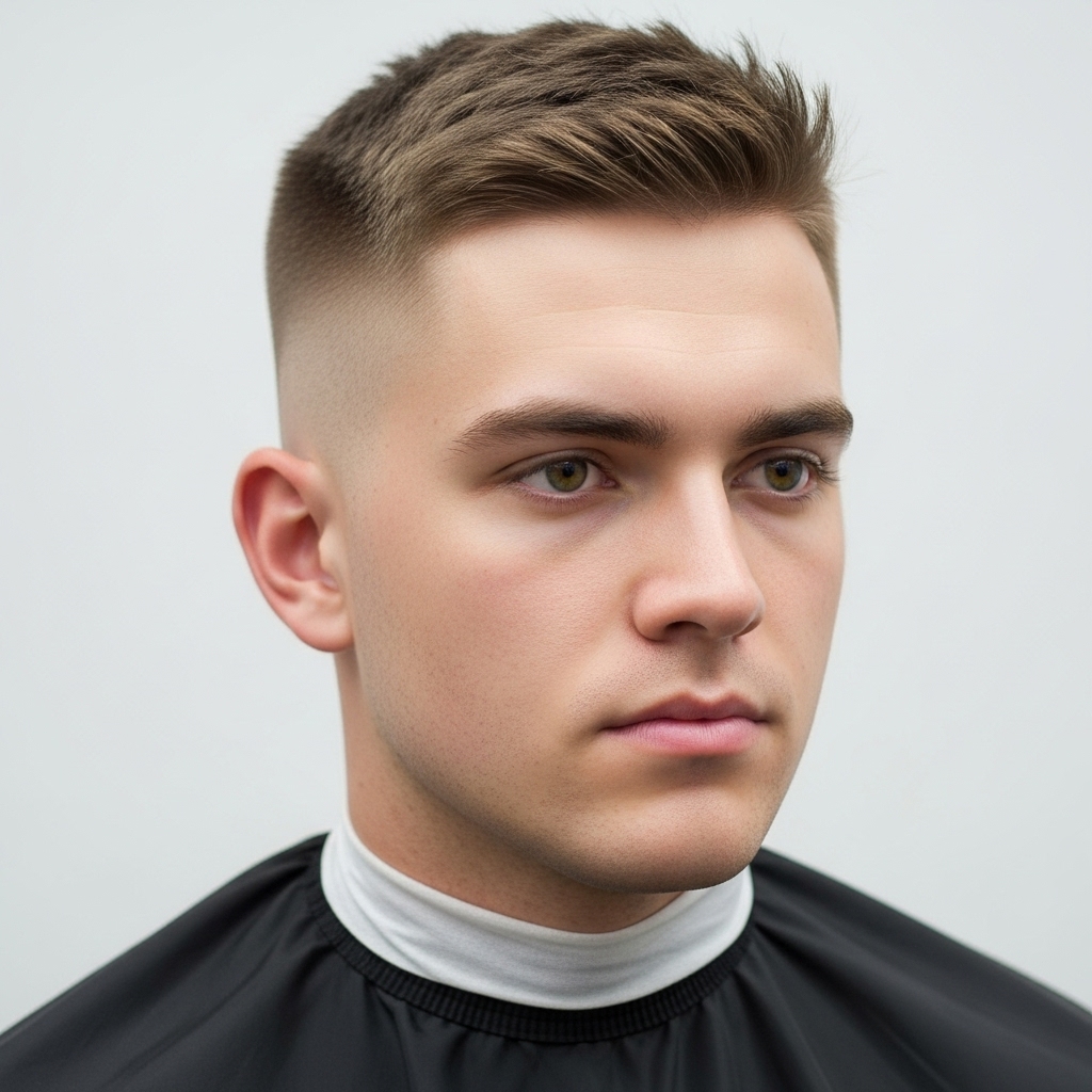 The military crew cut is the no-nonsense version. Sharp, serious, clean. The military crew cut fade adds a modern touch to the tradition. It's the kind of cut you can set your watch to