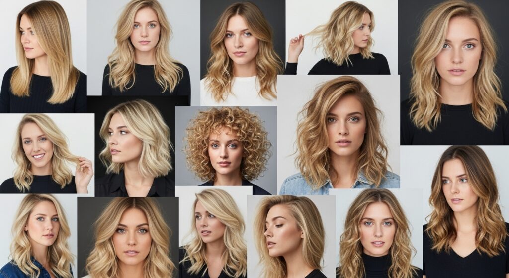 Honey blonde hair trends featuring highlights and ombre looks.