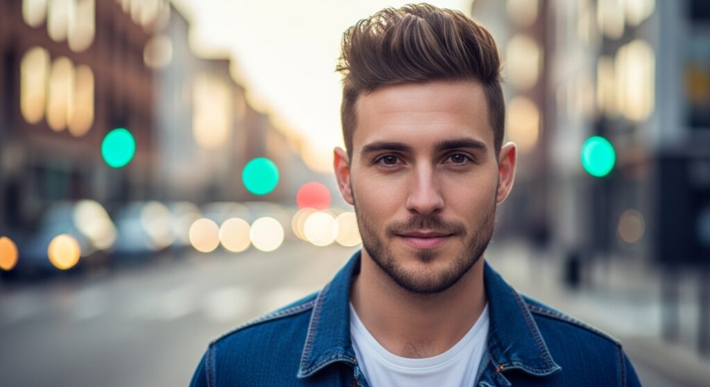 Messy quiff hairstyle for men thick hair.