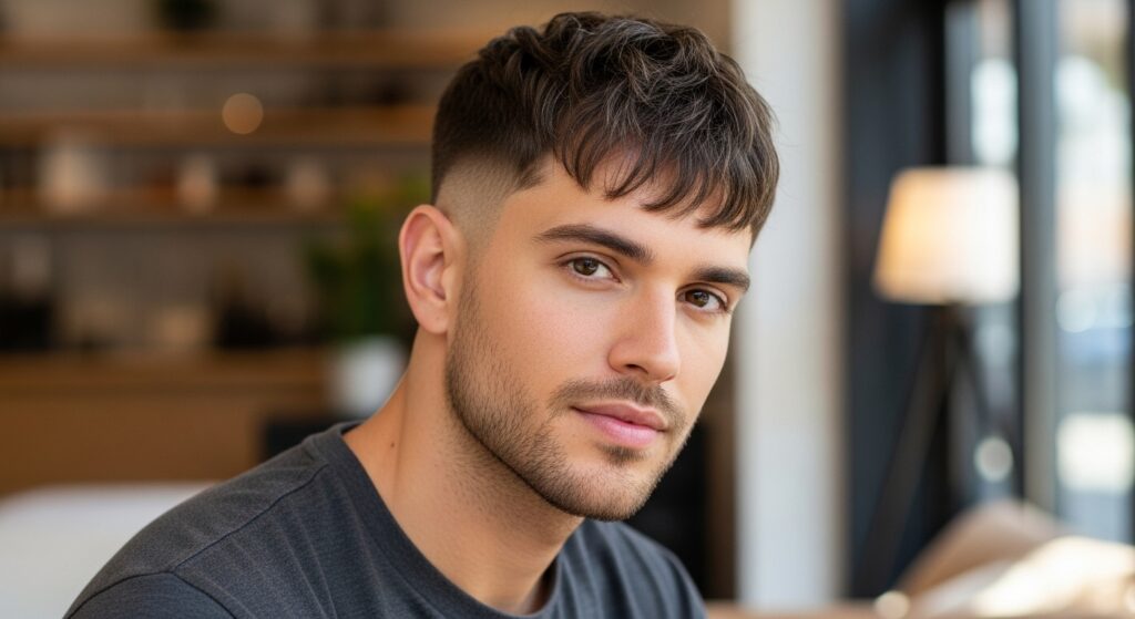 Textured crop hairstyle for men with thick hair