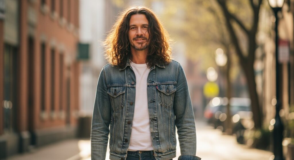 Long wavy hair for men thick hair.