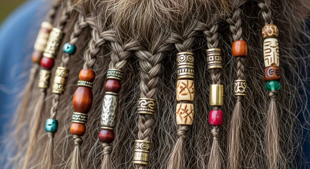 Braided long beard with decorative beads