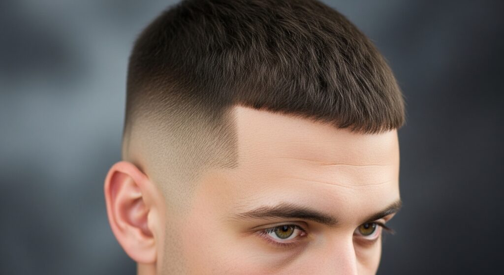 Buzz cut with fade haircut for men.