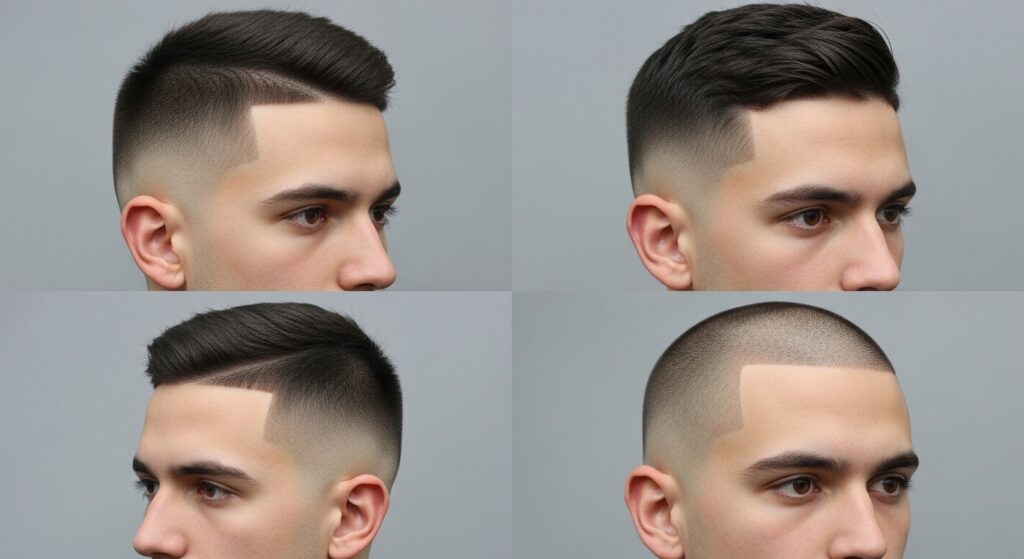 "Comparison of low, mid, and high fade haircuts