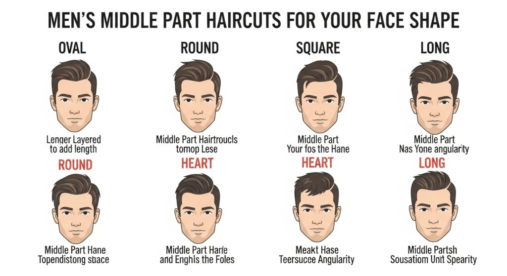  Face shapes with best matching middle part haircuts