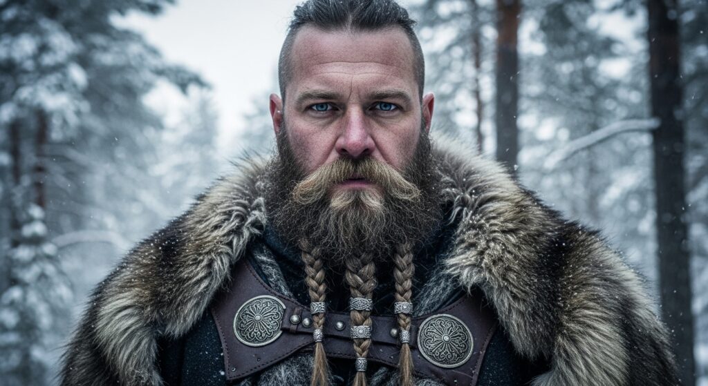Viking long beard on oval face shape