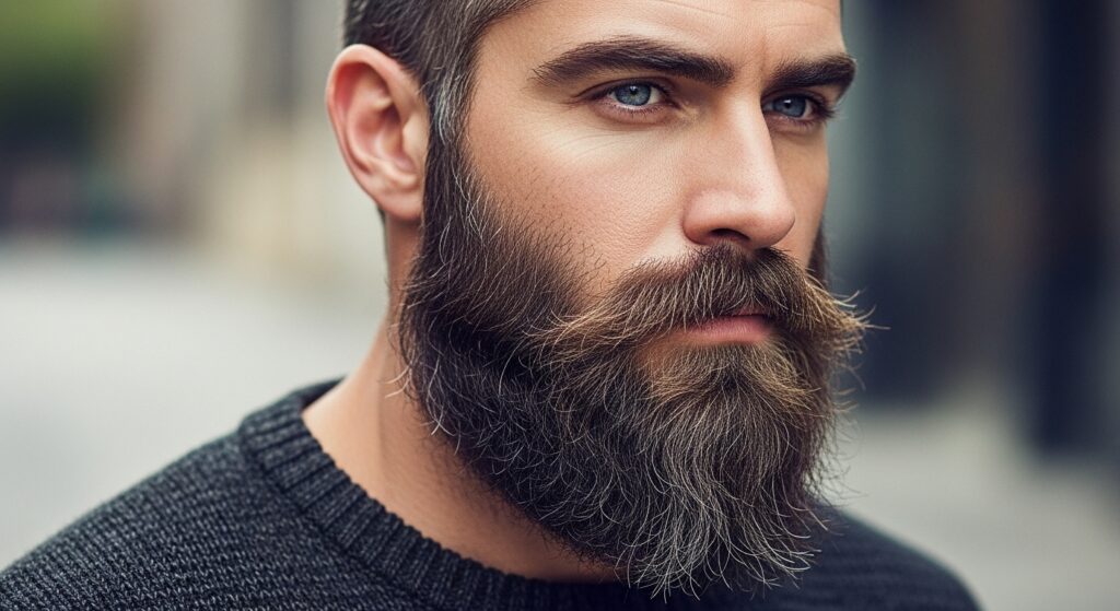  Full layered beard balancing triangular face shape