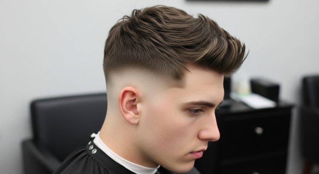  Mid fade haircut paired with textured crop hairstyle