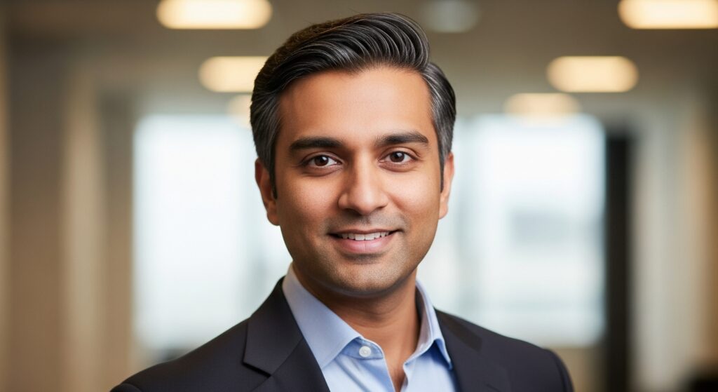 Office hairstyle for Indian man with medium layered hair