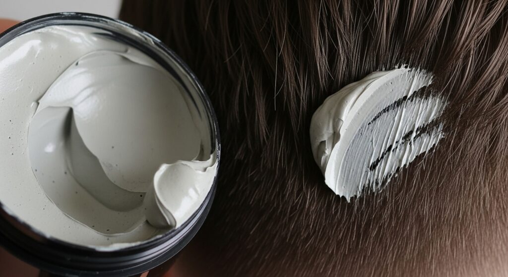  Short top hair styled with matte clay.