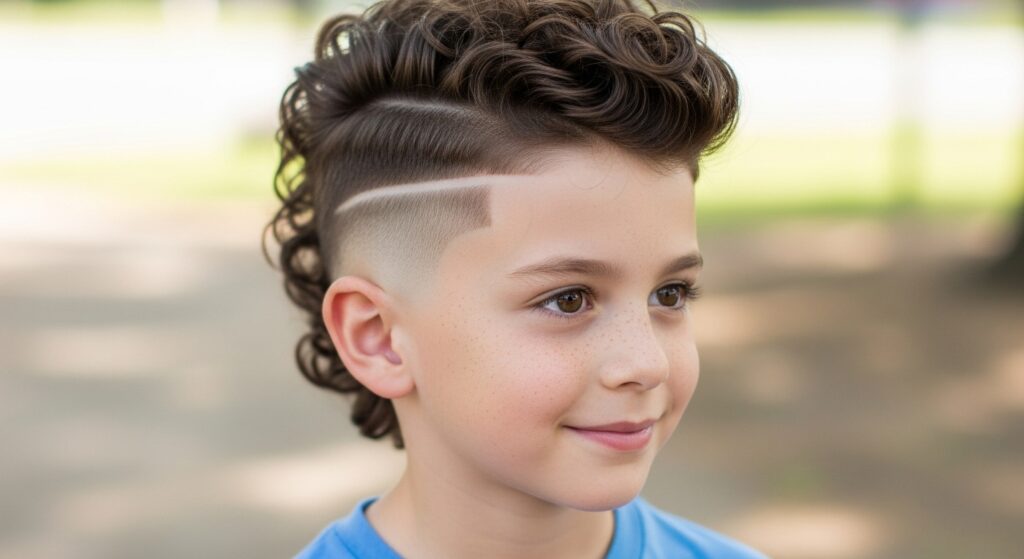 curly taper fohawk fade haircut