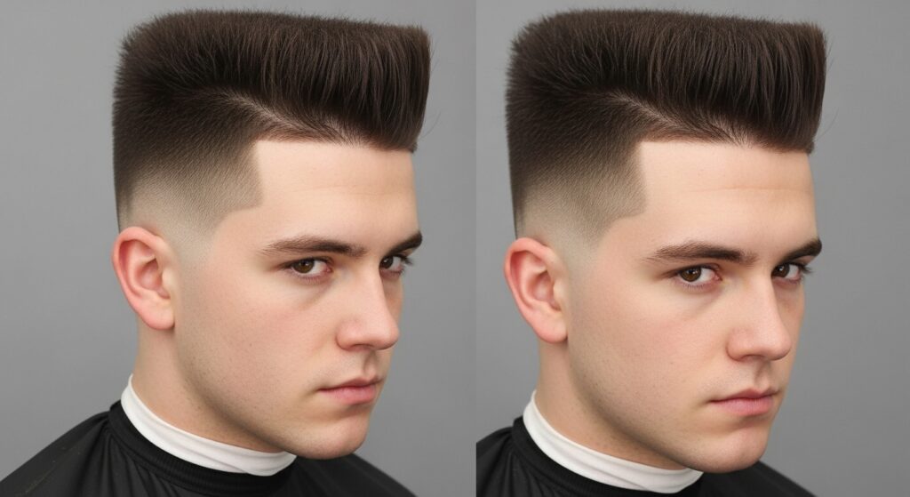 Evolution of flat top haircut styles.