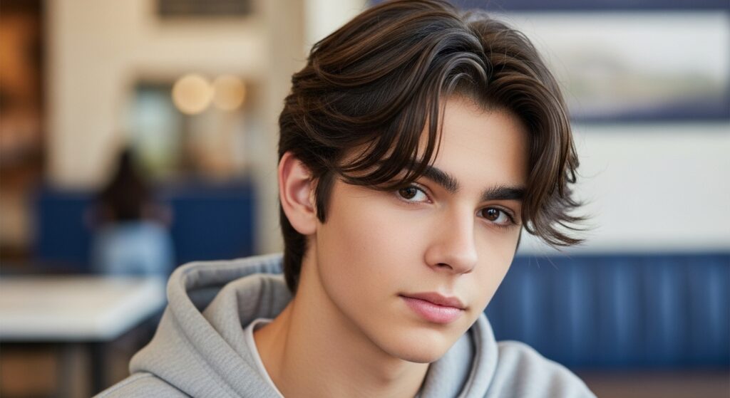 K-drama inspired curtain bangs teen boy haircut 2025