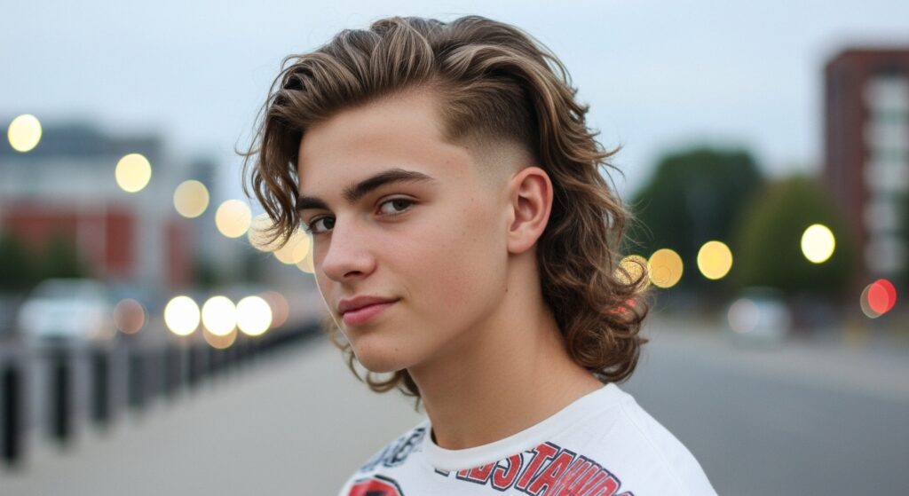 modern mullet haircut teen boy