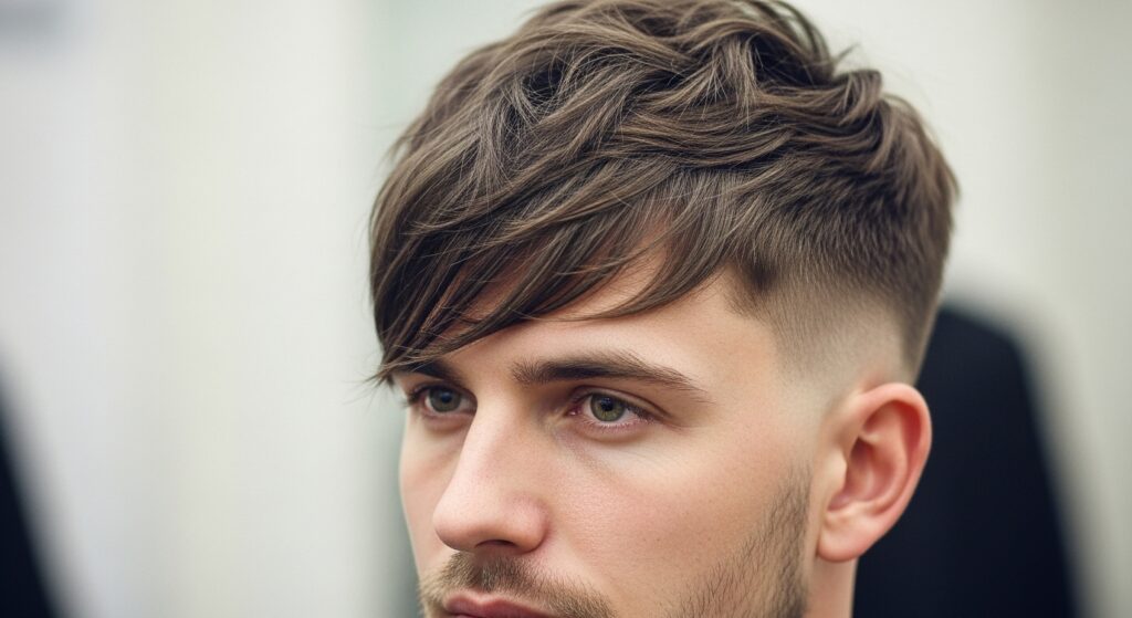 (Image idea: close up of a man with a textured crop styled forward, messy yet controlled. Alt tag: "Close-up of a men’s textured crop hairstyle with natural texture")