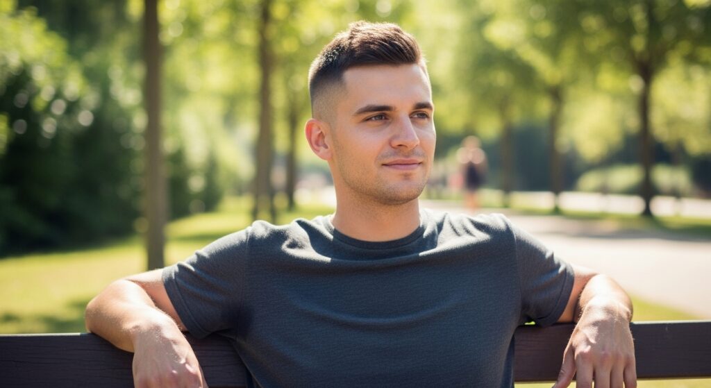 (Image idea: man in his late 20s with a mid fade textured crop looking relaxed. Alt tag: "Modern textured crop haircut with mid fade on sides")